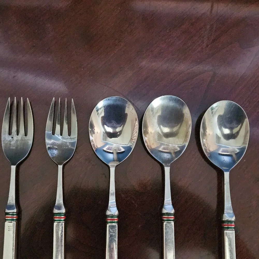LUXURY RARE ESTATE GUCCI WEB ITALY 925 STERLING SILVER FLATWARE SILVERWARE SET